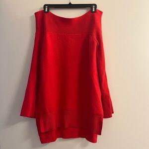 Anthropologie Red Off the Shoulder Sweater size S